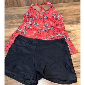 Yonique Two Piece Tankini w/Short, Sz 12W